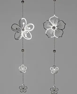 Produktbild von 2er Set Dekohänger, Girlanden Blüten L. 65cm silber aus Edelstahl Formano F25