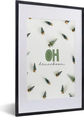 Produktbild von MuchoWow® Gerahmtes Poster Winter - Tannenbaum - Zitat 40x60 cm - Poster mit Schwarzem Bilderrahmen Wandposter Rahmen Foto Bilder - Poster in Rahmen