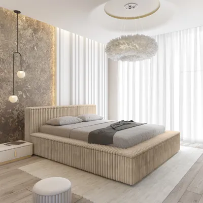 Produktbild von Polsterbett Doppelbett TULSA 160x200cm in Stoff Vito Beige