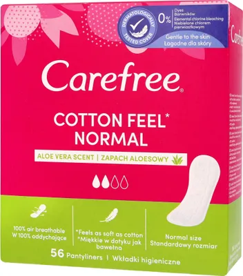 Obrázok produktu pre Carefree 5284217007 Carefree Slipeinlagen Normal Bavlna Feel mit Aleo Vera Duft für Slip, 56 St.