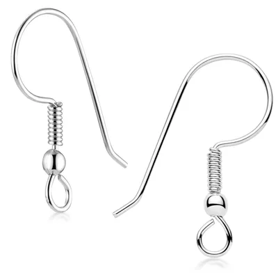 Produktbild von MATERIA by Matthias Wagner Silber Ohrhaken Ohrring Zubehör 1 Paar Fischhaken mit Kugel 925 Silber Schmuck Basteln Z46