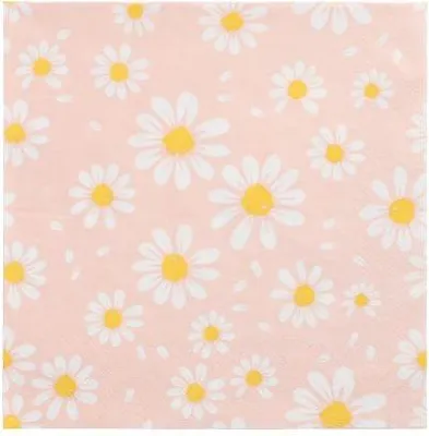 Produktbild von 300 Papstar Servietten, 3-lagig 1/4-Falz 33 cm x 33 cm Daisies 37346