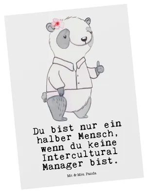 Produktbild von Mr. & Mrs. Panda Postkarte Intercultural Manager Herz - Weiß - Geschenk, Grußkarte, Ansichtskarte, Fotokarte, bildkarte, Postkarten
