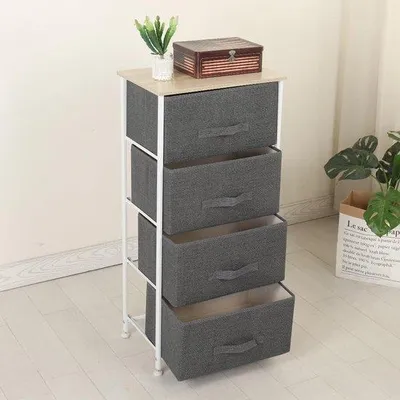 Immagine prodotto di Portaoggetti in tessuto con 4 scomparti, beige, 45 x 30 x 94 cm, per camera da letto o soggiorno