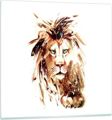 Produktbild von Bilder auf glas - Abbildung intelligent König Löwe - 30x30cm - Glasbilder - Wandbilder - Kunstdruck - zum Aufhängen bereit - Wanddekoration aus Glas - Glas Bilder - Wandbild auf Glas - GAC30x30-3067