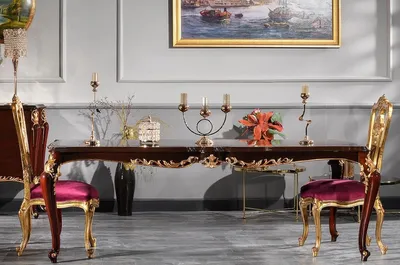 Produktbild von Casa Padrino Luxus Barock Esstisch Dunkelbraun / Gold 238 x 118 x H. 81 cm - Prunkvoller Küchentisch - Massivholz Esszimmertisch - Barock Esszimmer Möbel
