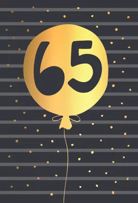 Produktbild von 65. Geburtstag schwarz-gold Zahl in Luftballon Goldfolie Glückwunschkarte mit Umschlag
