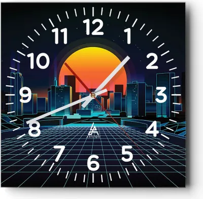 Produktbild von Wanduhr - Quadrat - Glasuhr - stadt modern - 30x30cm - Schleichendes Uhrwerk - Lautlos - zum Aufhängen bereit - Dekoration Modern - Wanddekoration aus Glas - C4AC30x30-3489