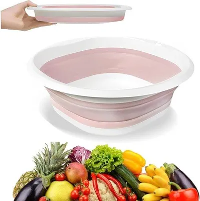 Produktbild von Faltbares Spülbecken, tragbares Waschbecken – multifunktionales Outdoor-Reisebecken – Camping-Spülbecken – rosa (10 l) Faltbares Spülbecken