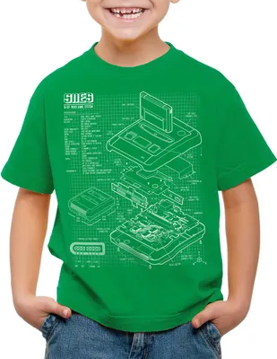 Produktbild von style3 SNES Blaupause Kinder T-Shirt 16-Bit Videospiel
