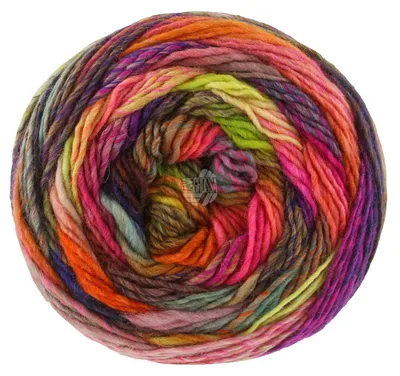 Produktbild von Lana Grossa - Colorissimo 0219 grau dunkelbraunviolett rotviolett orange rot gelb hellgrün pink mintgrau koralle