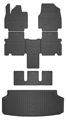 Productafbeelding van Rubberen automatten + kofferbakmat voor Kia EV9 vanaf 2023 (SUV) – 8-delig, zwart, op maat – Wielganizator SolidPRO