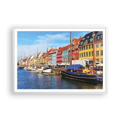 Produktbild von Gerahmtes Poster - Weißer Rahmen - Kopenhagen Nahavn Schiffe - 100x70 cm - Wand Bild - Wanddeko - Wandbilder - Wandposter - Bilderrahmen - Bilder - Kunstdruck - Wandbild - P2WAA100x70-4205