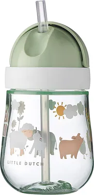 Imagen del producto de Vaso con pajita Mepal Mio, 300 ml, diseño "Little Farm". Dimensiones: 80 x 80 x 198. Código: 108014065399