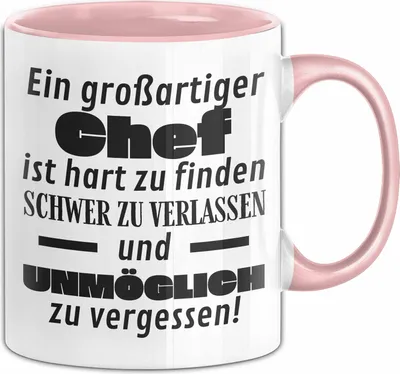 Produktbild von Chef Abschied Geschenk Tasse Abschiedsgeschenk für Chef Hart Zu Finden Schwer Zu Verlassen (Rosa)