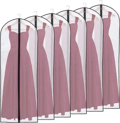 Immagine prodotto di Sacchetti porta abiti, 6 pezzi, trasparenti, lunghezza 160 cm, traspiranti, neri