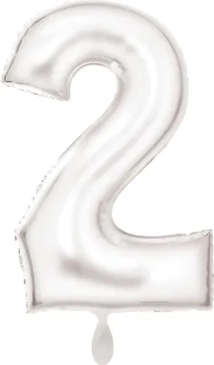 Produktbild von Folienballon Zahl 2 Perlmutt Weiß 86cm