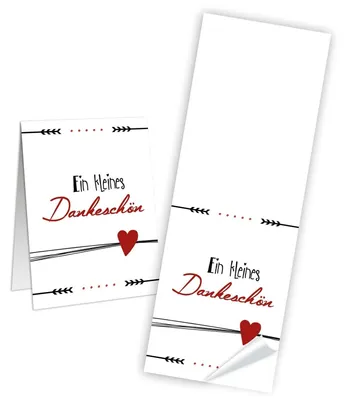 Produktbild von Logbuch-Verlag 50 lange Aufkleber EIN KLEINES DANKESCHÖN weiß schwarz rot mit Herz Sticker Dankesaufkleber Papiertüten verschließen basteln Danke