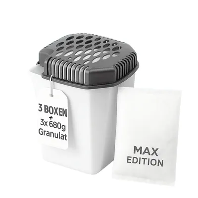 Produktbild von 3 Stück Maxi Raumentfeuchter mit 3x 680g Granulat. Entfeuchter mit großem Volumen Luftentfeuchter ohne Strom