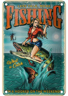 Produktbild von Blechschild Pin Up 12x18cm less talk more fisching Angeln