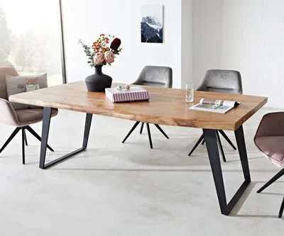 Zdjęcie produktu dla Stół DELIFE Edge 200x100 XL, akacja naturalna, metal, żywica, krawędź naturalna