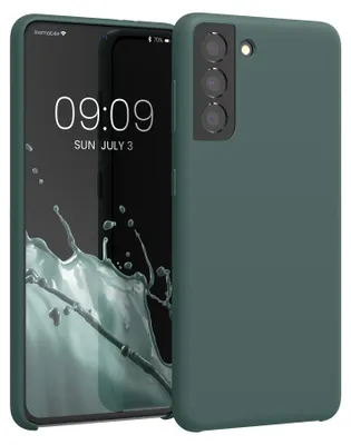 Produktbild von kwmobile Handyhülle für Samsung Galaxy S21 Hülle - Case Silikon - Kabelloses Laden - Schutzhülle Cover in Moosgrün