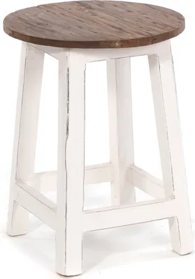 Produktbild von HOCKER "COTTAGE" | Mahagoni, rund, 46x30 cm (HxB) | Dekohocker | Farbe: 06 weiß-landhaus