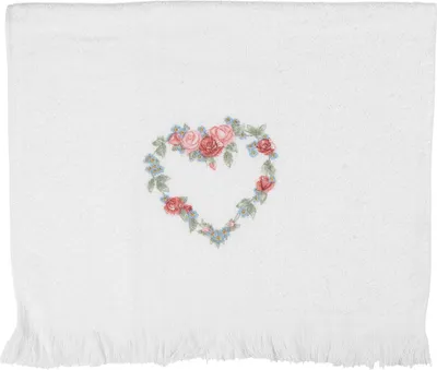 Produktbild von Clayre & Eef Gästehandtuch 40x66 cm Weiß Baumwolle Herz