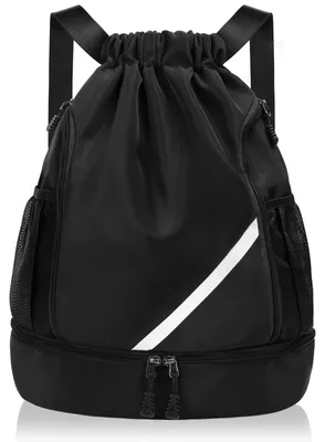 Sportrucksack mit Kordelzug, wasserdicht, 20 L, Schwarz, 30x22x4 cm