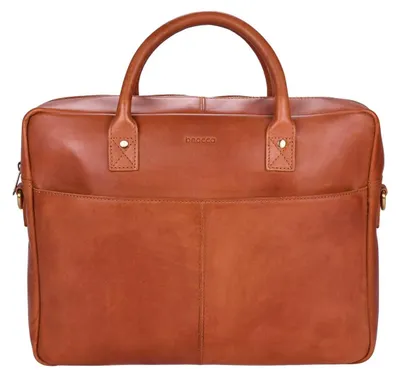 Zdjęcie produktu dla Beocca Mason skórzana torba na laptop 15", ze skóry garbowanej roślinnie, wyściełana komora, torba biznesowa, ręcznie robiona, Koniak