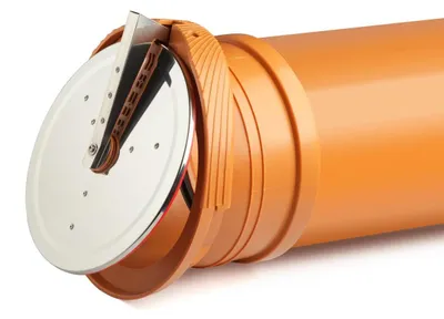 Produktbild von airfit Rohrendklappe DN 250, orangefür erdverlegte Rohre