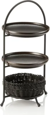 Obrázok produktu pre Etáž z čiernej ocele 28,2 x 28,2 x 46,5 cm 3 úrovne (Ø krúžkov 17,5 cm)
