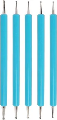 Produktbild von 5er Nagel Punktierstift Set Doppelseitig Punktierung Werkzeug DIY Nagel Desing, Farbe:Blau