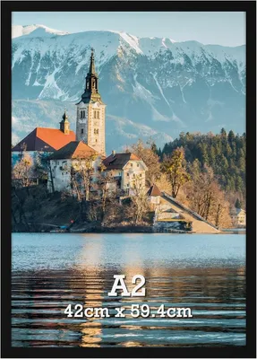 Produktbild von Bilderrahmen A2-Fotorahmen, Schwarz, einzelner A2-Posterrahmen aus Aluminium, horizontale oder vertikale Wandmontage für Zuhause, Büro, Galerie