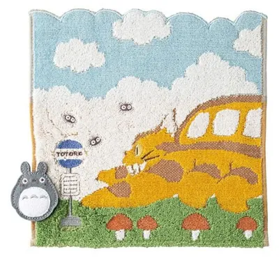 Image de Mini Ręcznik My Neighbor Totoro z Catbusem 25 x 25 cm, 100% Bawełna