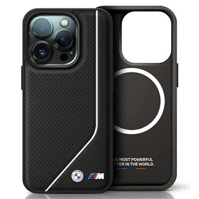Image de Étui pour téléphone portable iPhone 16 Pro BMW similicuir noir MagSafe Logo métal