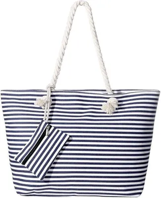 Produktbild von XXL Strandtas mit Reißverschluss blau Streifen