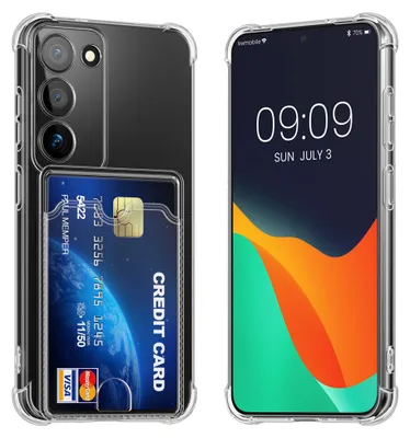 Produktbild von kwmobile Hülle mit Kartenfach kompatibel mit Samsung Galaxy S23 - Handyhülle Galaxy S23 mit Kartenfach - Soft Case - Schutzhülle in Transparent
