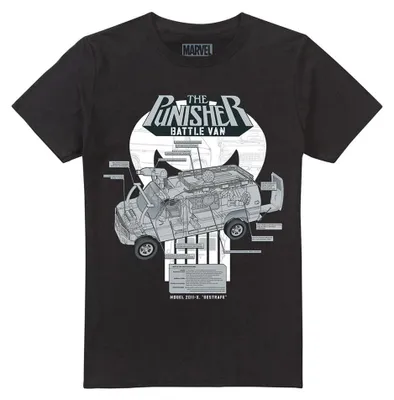 Immagine prodotto di Maglietta "The Punisher" con la scritta "Battle Van Specs", unisex, taglia L, colore nero (codice prodotto: TV36470)