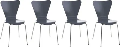 Produktbild von Besucherstuhl 4x - Gastgeberstuhl - Ergonomischer Komfort, stapelbares Design | Farbe: Grau
