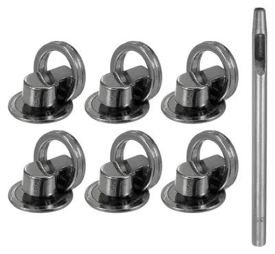 Productafbeelding van D-ring schroefnagels - 12 mm metalen knoopnagels - Geschikt voor leerbewerking - 6 stuks met een boorgat van 3,5 mm
