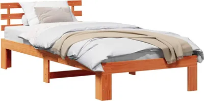 Image de vidaXL Cadre de lit brun cireux 90 x 190 cm Pin massif
