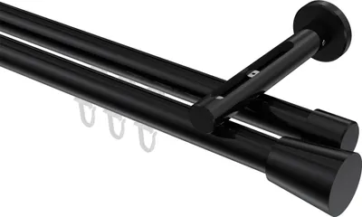 Produktbild von Interdeco Innenlaufstange / Gardinenstange mit Innenlauf Schwarz, Typ Siteno Sitra (Konus), 20 mm Ø 2-läufig, 320 cm