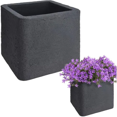 Image de pot de fleurs Cube 39 x 33 cm plastique noir