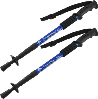 Produktbild von MidGard Teleskop Nordic Walking Stöcke, 50-110 cm höhenverstellbar, Antischock Dämpfung, Wanderstöcke Blau 2 Stk.