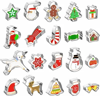 Produktbild von Set mit 20 Ausstechformen fš¹r Weihnachten, aus Edelstahl, Pl?tzchenausstecher