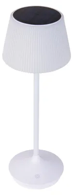 Produktbild von Außentischleuchten - LED / CCT Solar-/ Akkutischleuchte "EMMI" H: 38cm weiß, Tischlampe für den Außenbereich im Modern Style aus Metall und Kunststoff in weiß, 38 cm hoch, Ø 13 cm, LED Platine – dimmbar – Berührungssensor – CCT-Wechsler