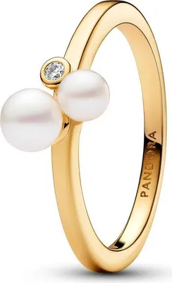 Produktbild von Timeless Ring für Damen mit Perlen, Zirkonia von PANDORA, IP Gold