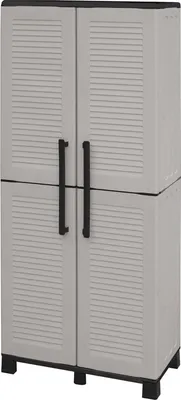 Produktbild von Dbettell-Außengarderobe, Besenschrank, 2-türiger Außenschrank, 100 %  Italy, 68 x 37 x 169 cm, Hellgrau und Schwarz, gestreifte Oberfläche