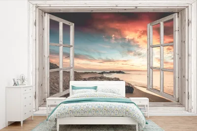 Produktbild von MuchoWow® Fototapete für Wohnzimmer oder Schlafzimmer Wandtapete Vinyl Motivtapete Aussicht - Strand - Meer - 525x350 cm - Das Hintergrundbild